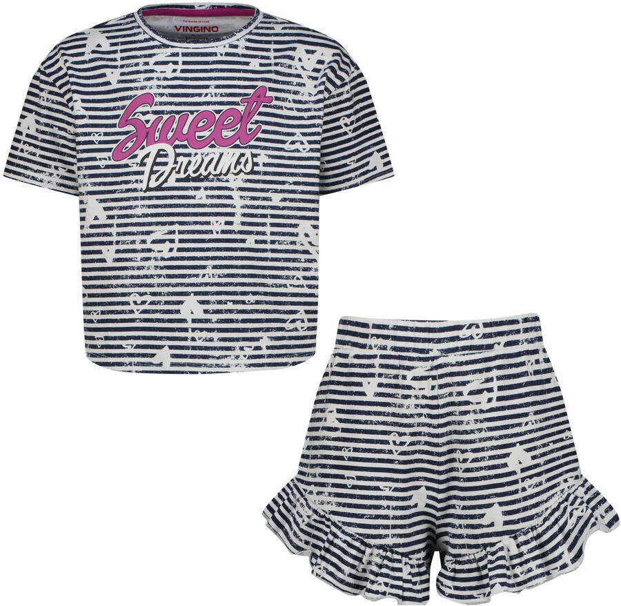 Vingino shortama blauw wit