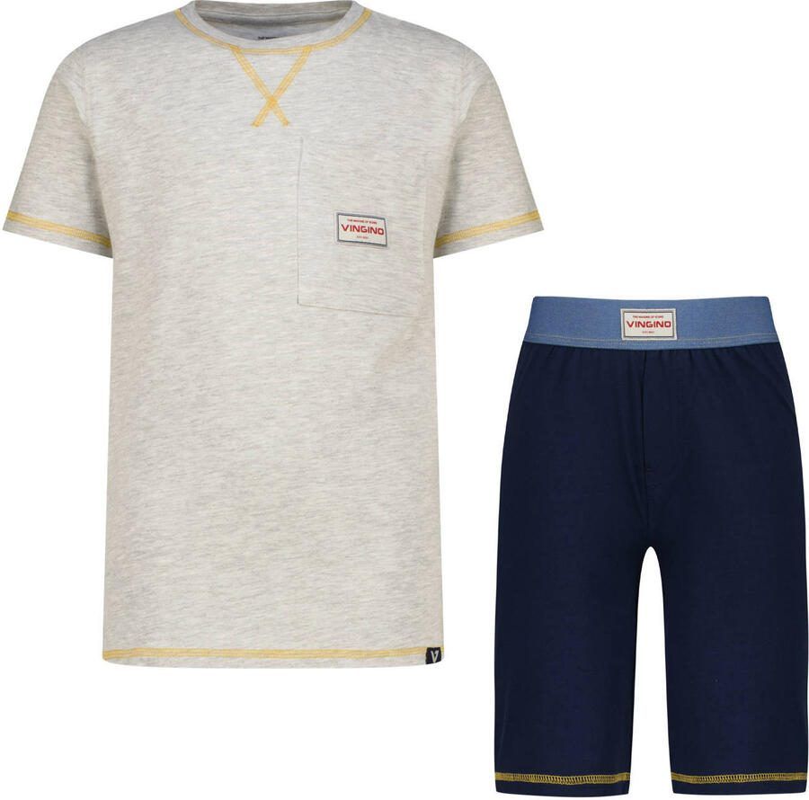 Vingino shortama lichtgrijs melange donkerblauw