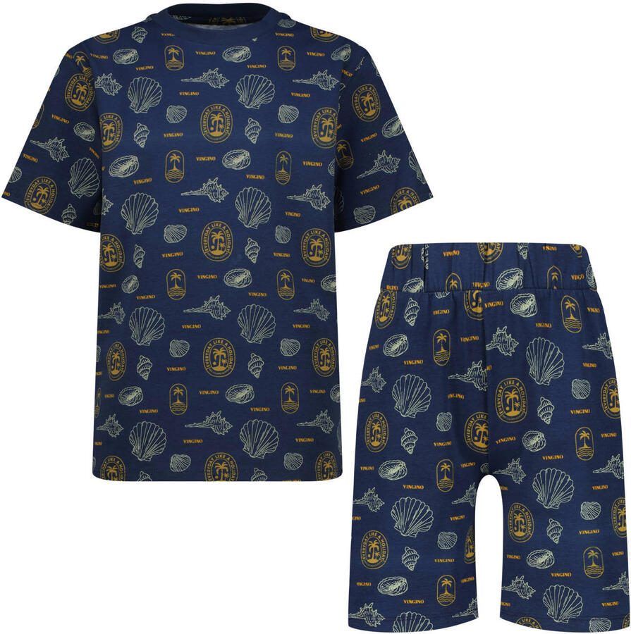 Vingino shortama met all over print donkerblauw