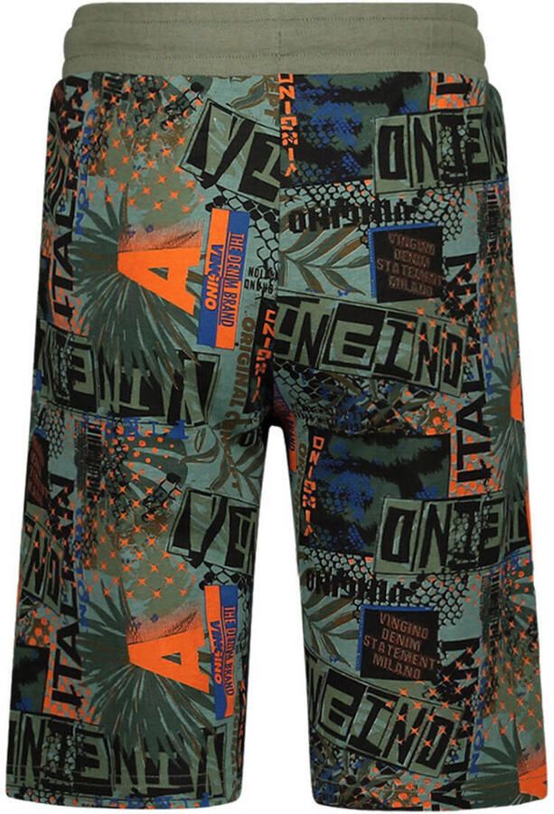 VINGINO shortama met all over print oranje army Jongens Stretchkatoen Ronde hals 110-116