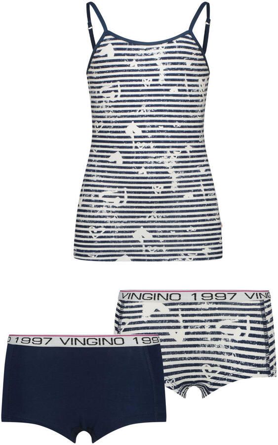 Vingino singlet + 2 shorts blauw wit