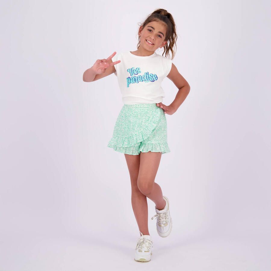 VINGINO skort Rianna met all over print en volant mintgroen wit Rok Meisjes Katoen 128 - Foto 2