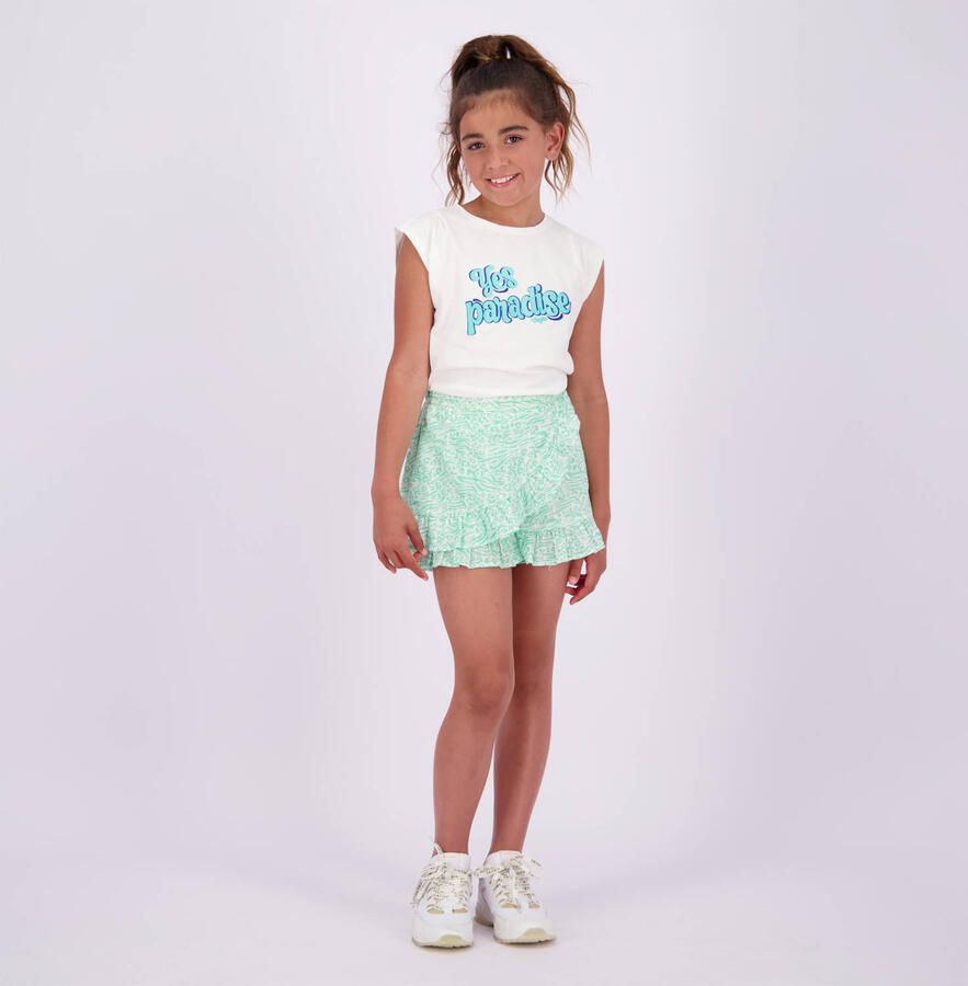VINGINO skort Rianna met all over print en volant mintgroen wit Rok Meisjes Katoen 128 - Foto 3