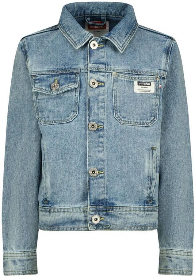 VINGINO spijkerjas old vintage Blauw Jongens Denim Klassieke kraag Effen 152