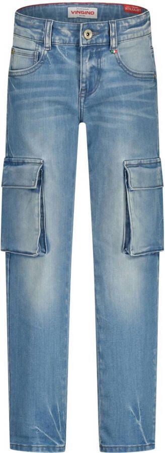 Vingino straight leg cargo jeans light blue denim