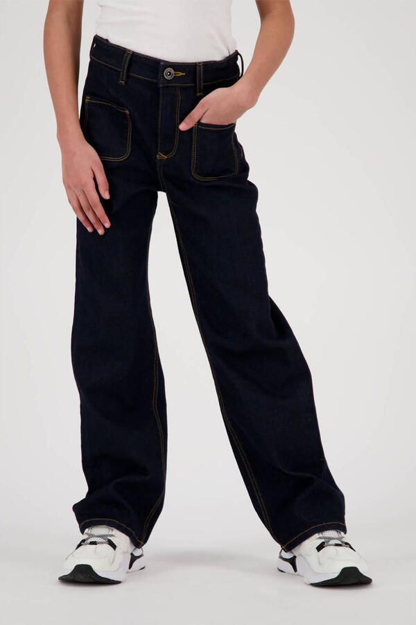 VINGINO straight fit jeans Cato pocket dark blue denim Blauw Meisjes Katoen 122