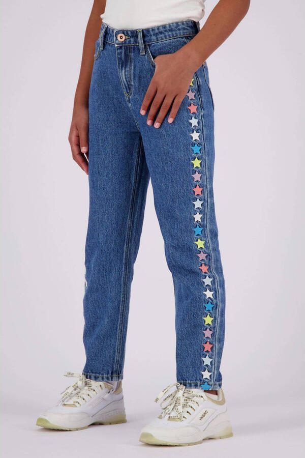 VINGINO straight fit jeans met sterren mid blue wash Blauw Meisjes Denim 128 - Foto 2