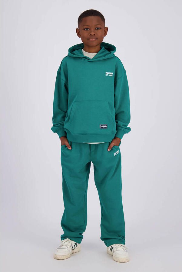 Vingino sweat relaxed fit joggingbroek met tekst donkergroen