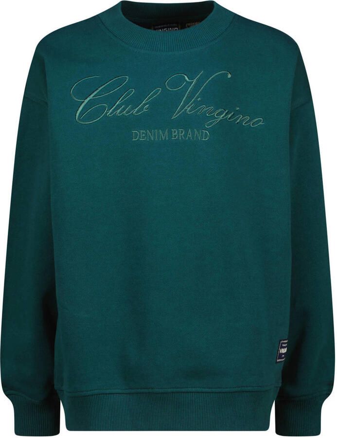 Vingino sweater met borduursels donkergroen