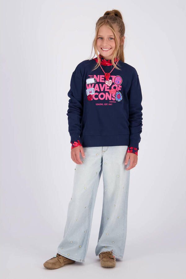 Vingino sweater met print donkerblauw