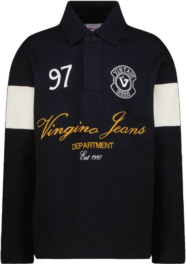 Vingino sweater met print donkerblauw wit