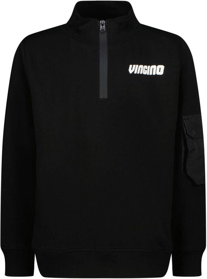 VINGINO sweater Nesani met logo zwart Logo 128 | Sweater van
