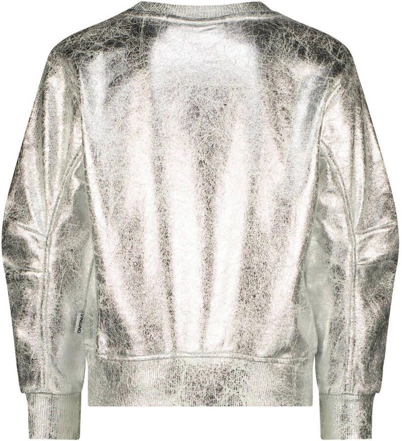 VINGINO sweater Nizanne zilver Meisjes Katoen Ronde hals Effen 152