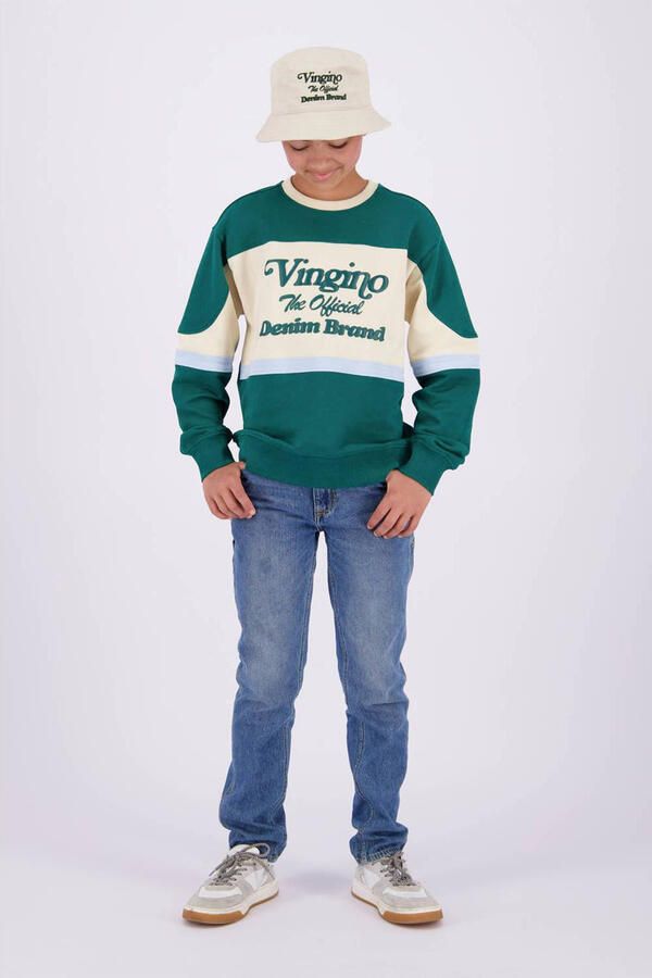 VINGINO sweater Noan donkergroen beige Meerkleurig 152 - Foto 3
