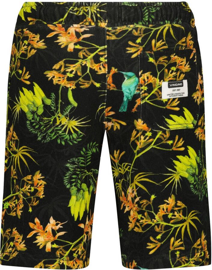 VINGINO sweatshort Ralli met all over print zwart neon geel oranje Korte broek 164 - Foto 1