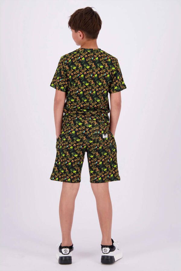 VINGINO sweatshort Ralli met all over print zwart neon geel oranje Korte broek 164 - Foto 2