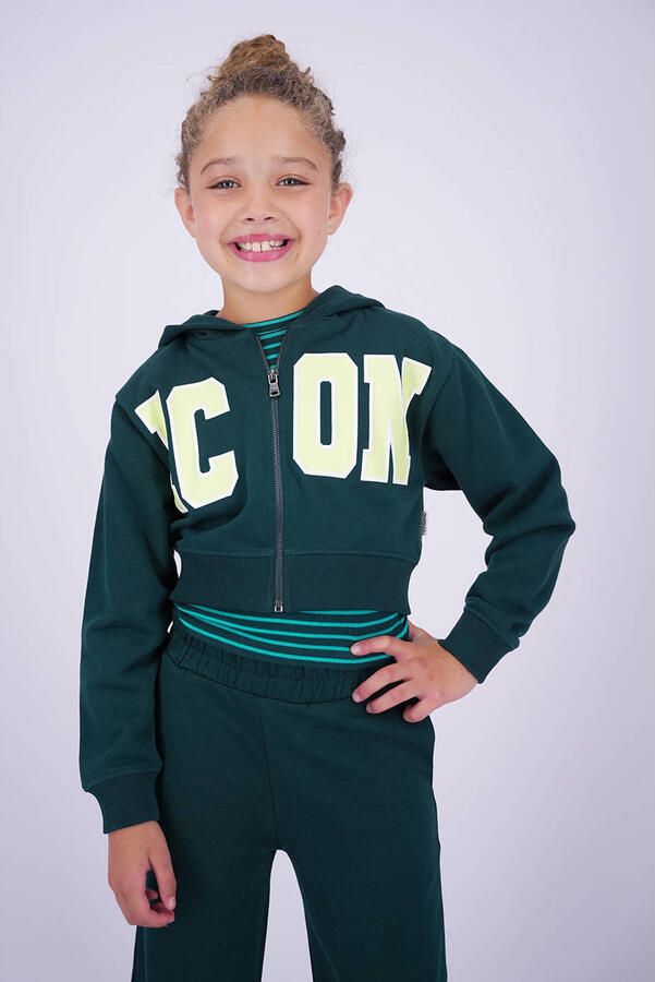 Vingino sweatvest met print donkergroen