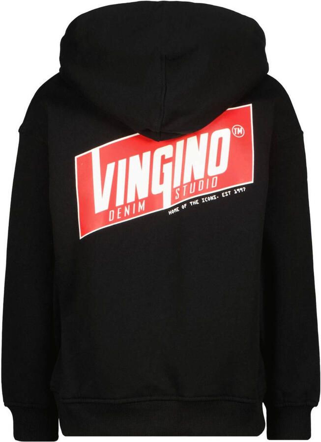 Vingino sweatvest Ovio met backprint zwart