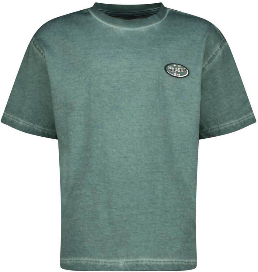 VINGINO T-shirt Hyma met backprint warmgroen Jongens Katoen Ronde hals 140