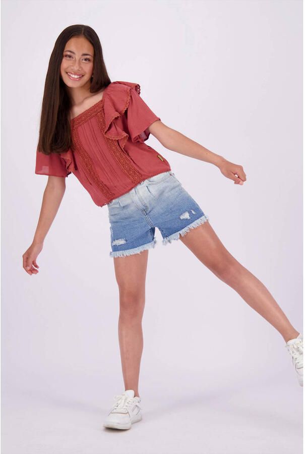 VINGINO T-shirt Lilah donkerrood Top Meisjes Viscose Vierkante hals Effen 128