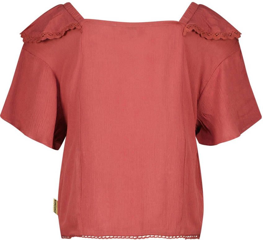 VINGINO T-shirt Lilah donkerrood Top Meisjes Viscose Vierkante hals Effen 128 - Foto 2