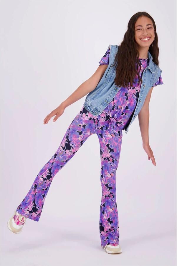 VINGINO T-shirt met all over print paars donkerblauw Meisjes Viscose Ronde hals 128