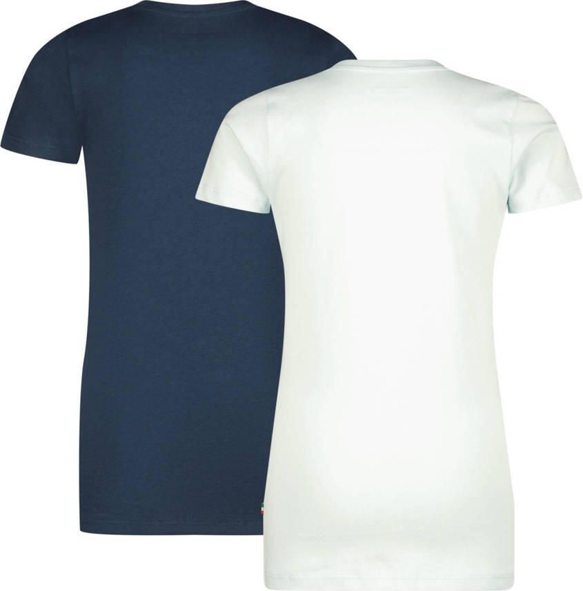 VINGINO T-shirt set van 2 mintgroen donkerblauw Jongens Katoen V-hals 176 - Foto 2