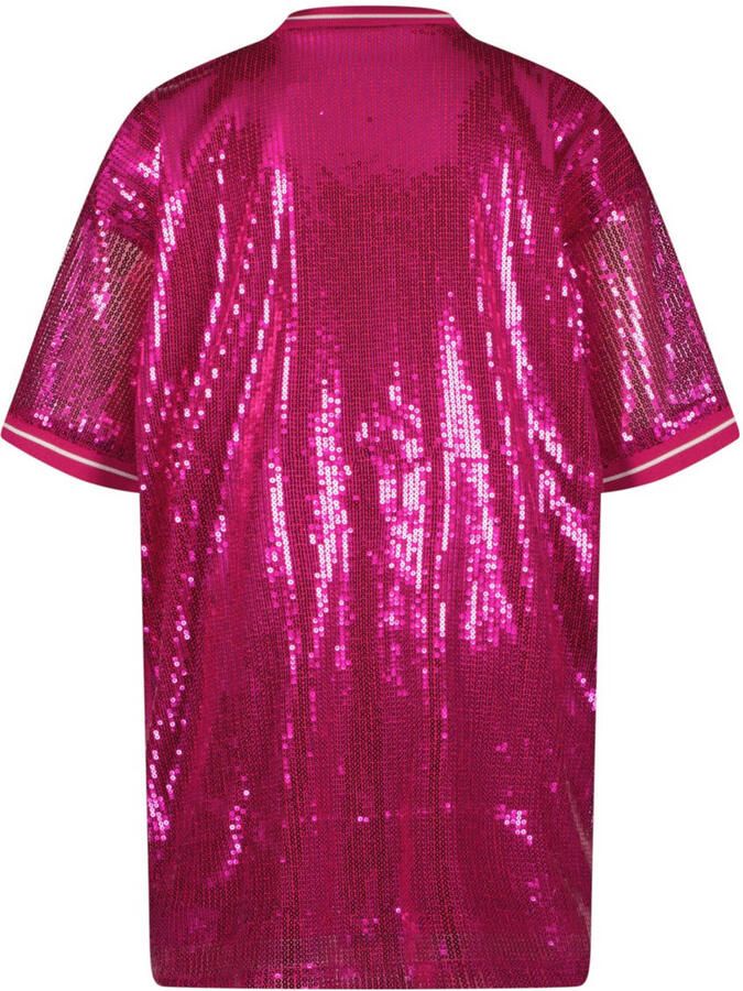 Vingino t-shirtjurk met pailletten fuchsia - Foto 3