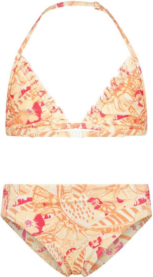 VINGINO triangel bikini Zarley met ruches oranje Meisjes Polyester All over print 104