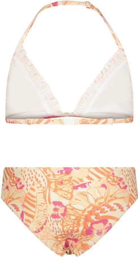 VINGINO triangel bikini Zarley met ruches oranje Meisjes Polyester All over print 104 - Foto 2