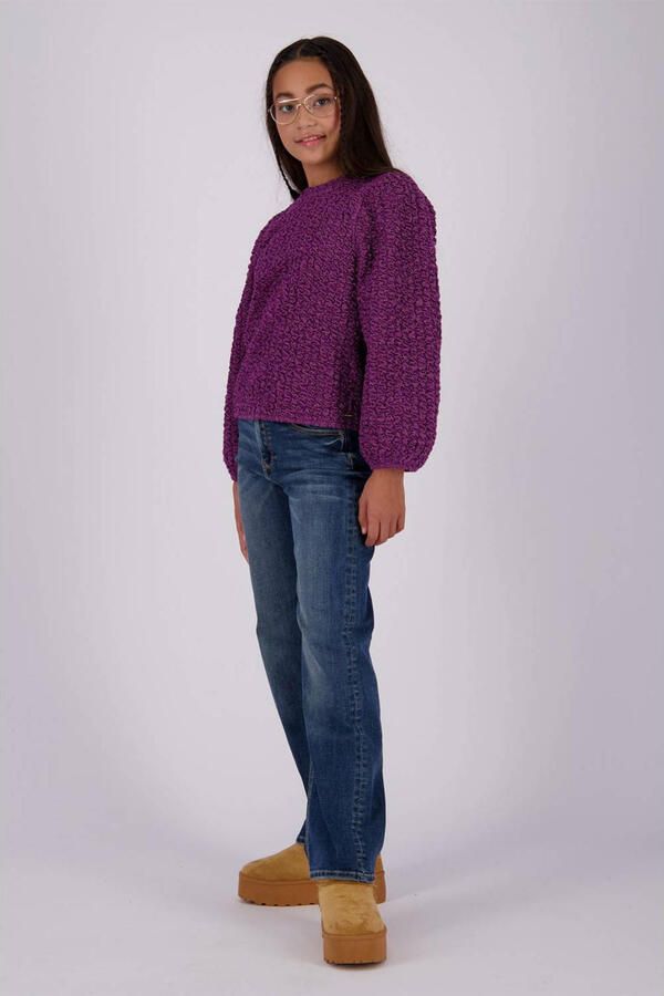 VINGINO sweater Trui Paars Meisjes Katoen Ronde hals Effen 140 - Foto 3