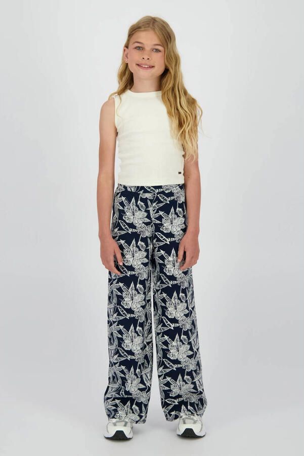 Vingino wide leg casual broek donkerblauw