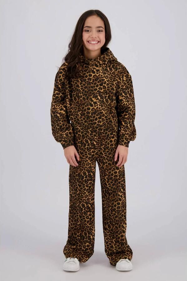 Vingino wide leg joggingbroek met panterprint bruin