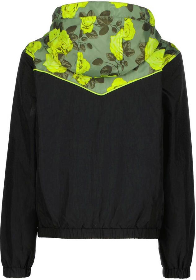 VINGINO zomerjas TENDELY zwart limegroen Meisjes Nylon Capuchon Meerkleurig 116