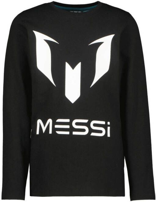 VINGINO x Messi longsleeve Jueno met logo zwart Jongens Stretchkatoen Ronde hals 104