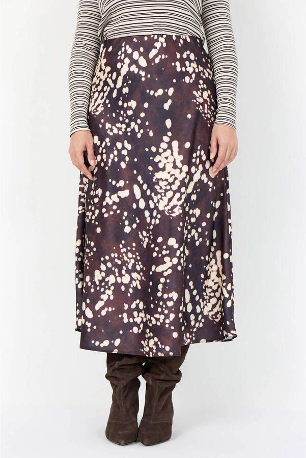 Wasabiconcept A-lijn rok Plus Size met print bruin