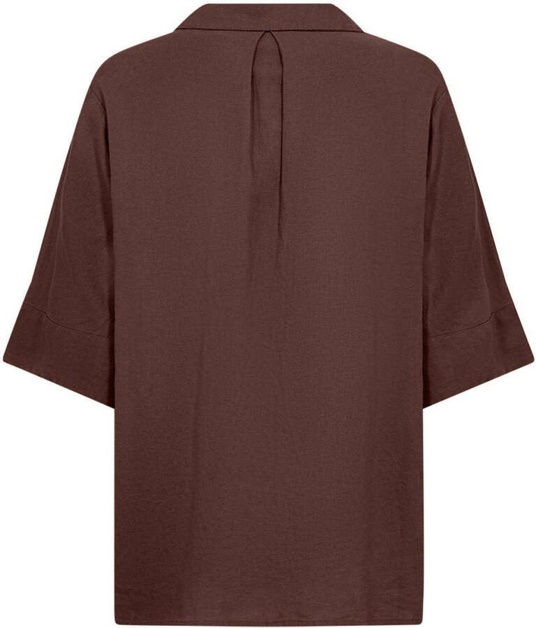 Wasabiconcept blouse met linnen donkerbruin