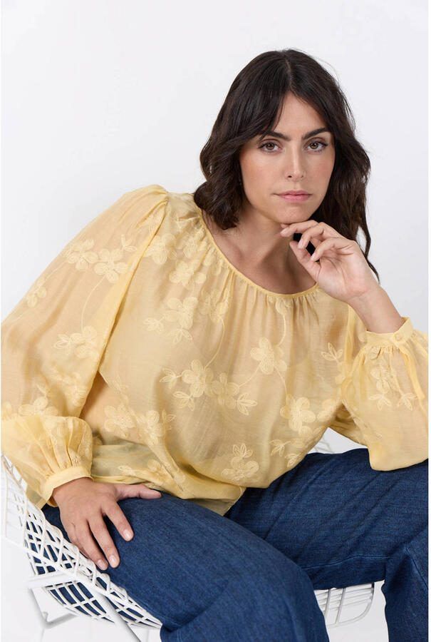 Wasabiconcept gebloemde blousetop geel
