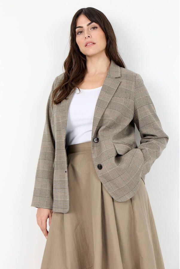 Wasabiconcept geruite regular fit blazer Plus Size meerkleurig