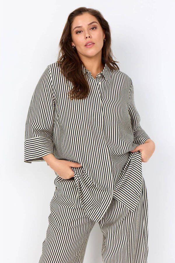 Wasabiconcept gestreepte blouse zwart