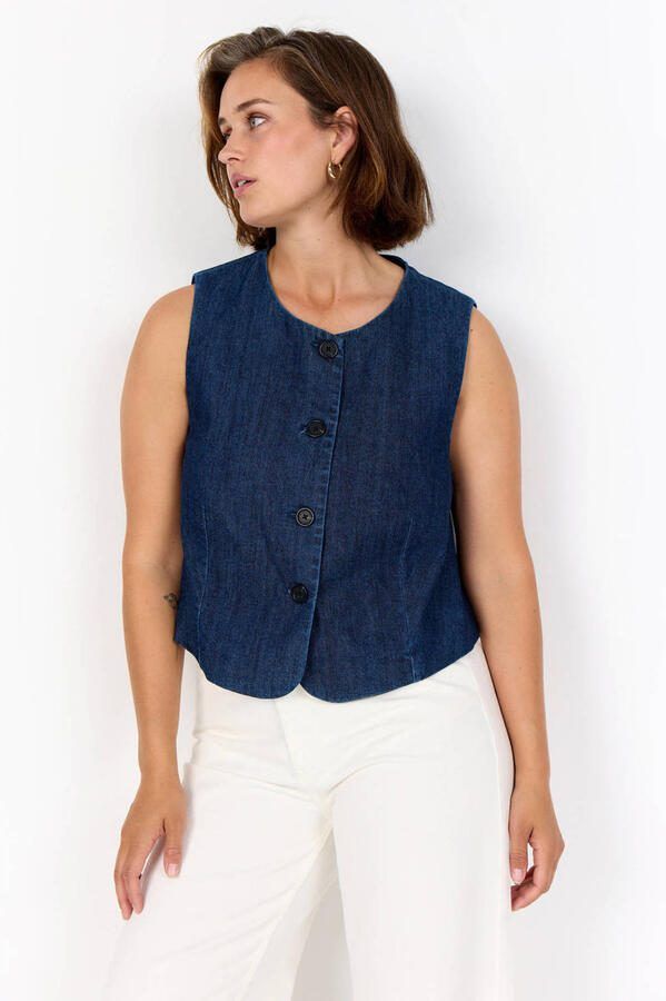 Wasabiconcept gilet dark blue denim