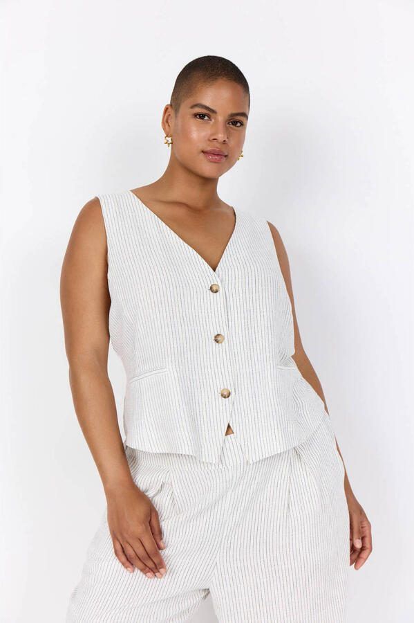 Wasabiconcept gilet met krijtstreep ecru