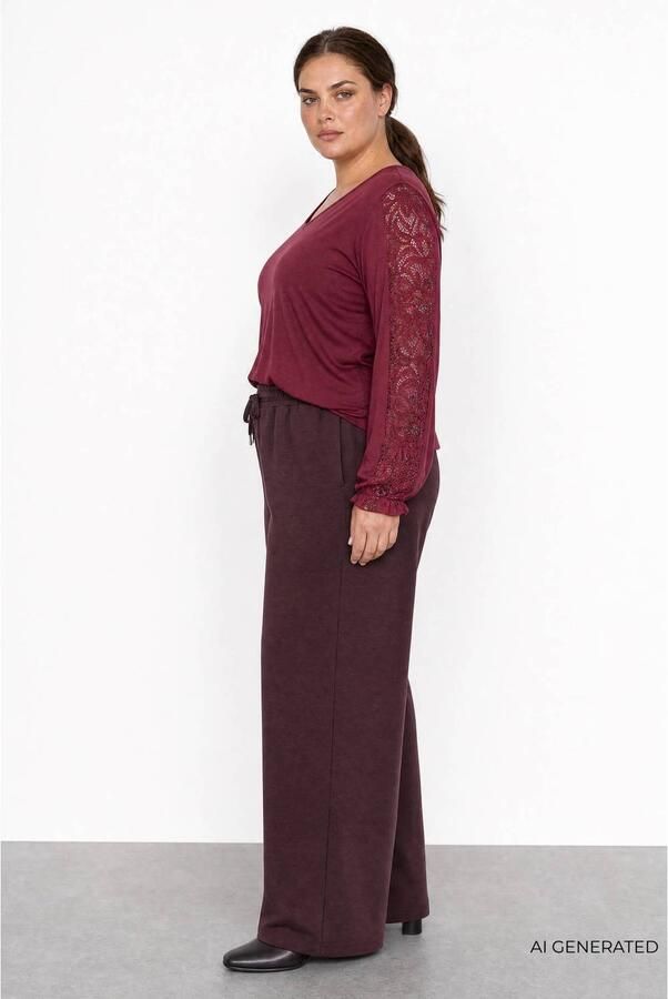 Wasabiconcept high waist loose fit broek Plus Size bruin - Foto 2