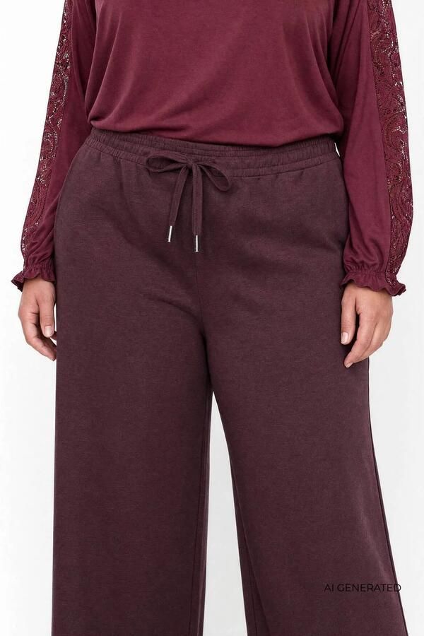 Wasabiconcept high waist loose fit broek Plus Size bruin
