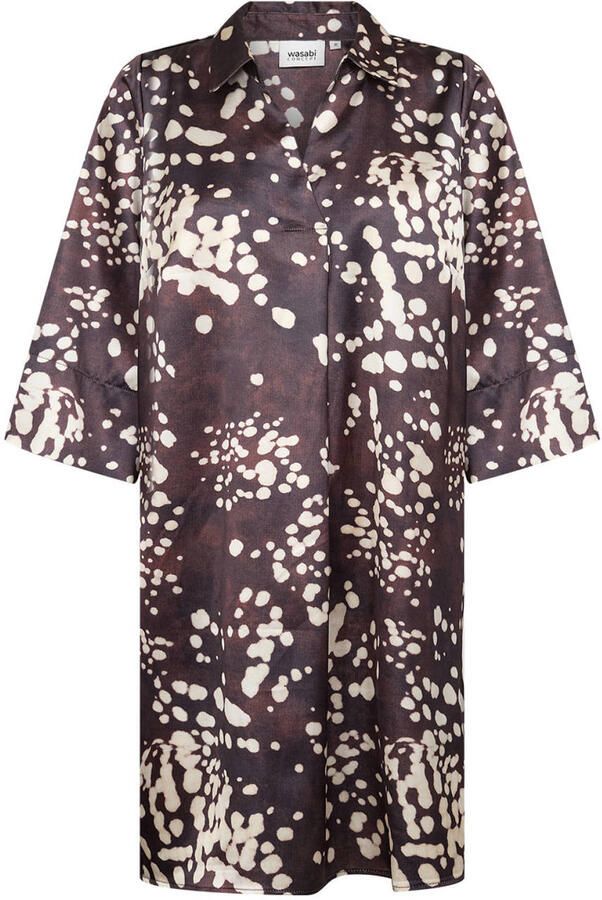 Wasabiconcept midi jurk Plus Size met print bruin - Foto 2