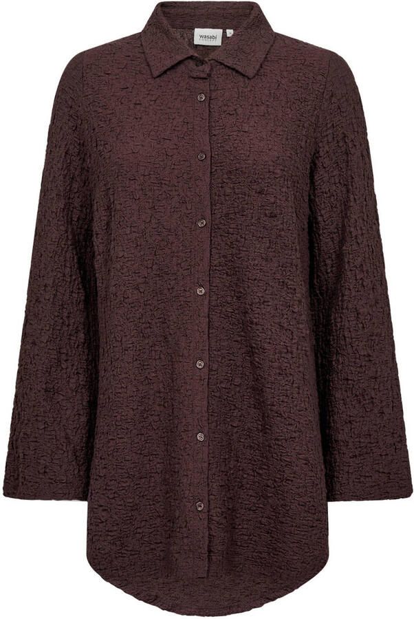 Wasabiconcept Plus Size blouse donkerbruin