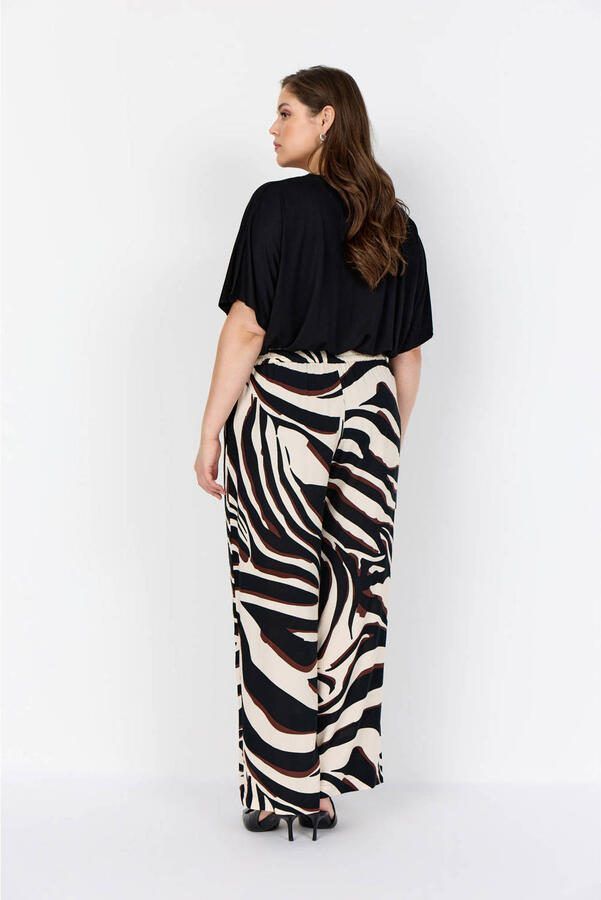 Wasabiconcept wide leg high waist broek met zebraprint ecru - Foto 2