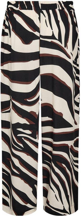 Wasabiconcept wide leg high waist broek met zebraprint ecru - Foto 3