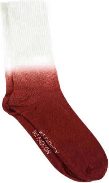 WE Fashion sokken met dip-dye print wit rood