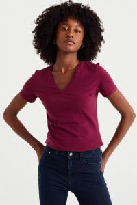 WE Fashion T-shirt donkerrood